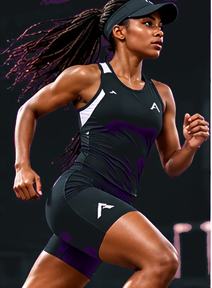 Illustrative ACTINE Running collection mood image of a female athlete; design concept, not a manufactured product.